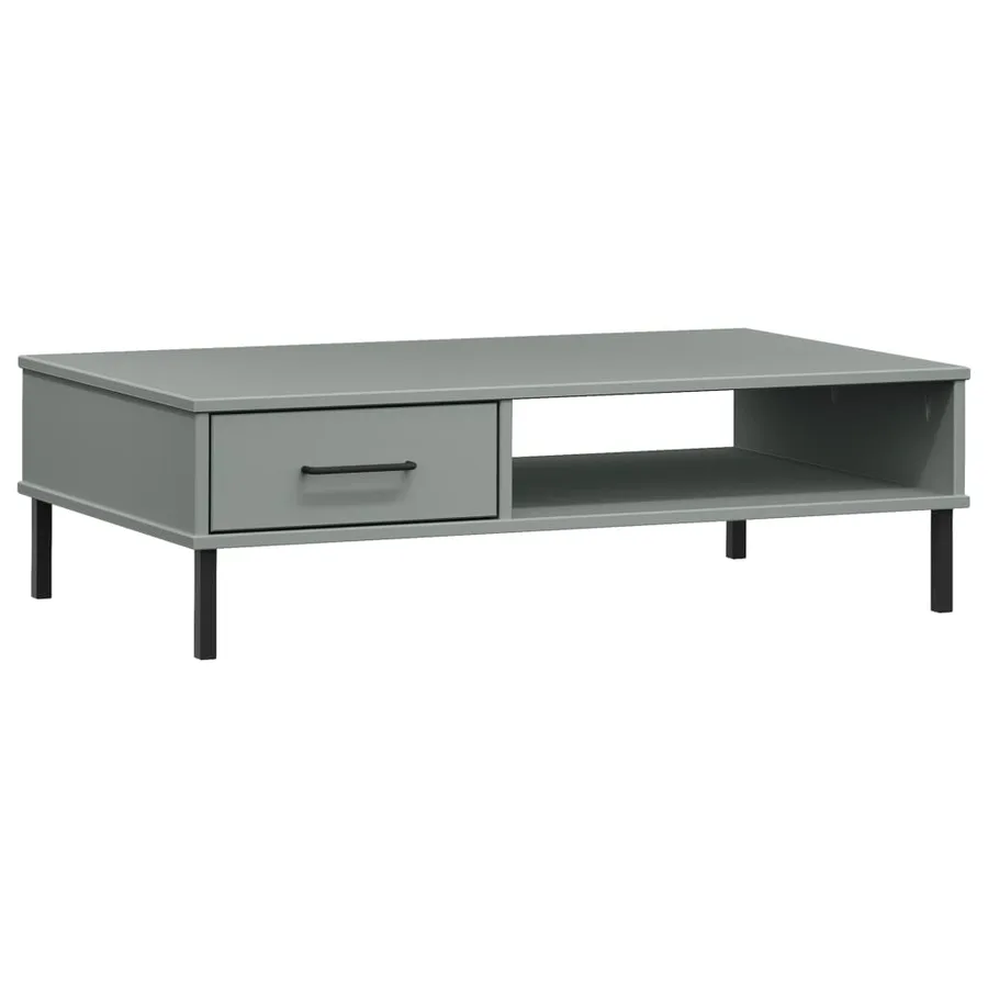 Table basse avec pieds en métal Gris Bois pin massif OSLO - 2