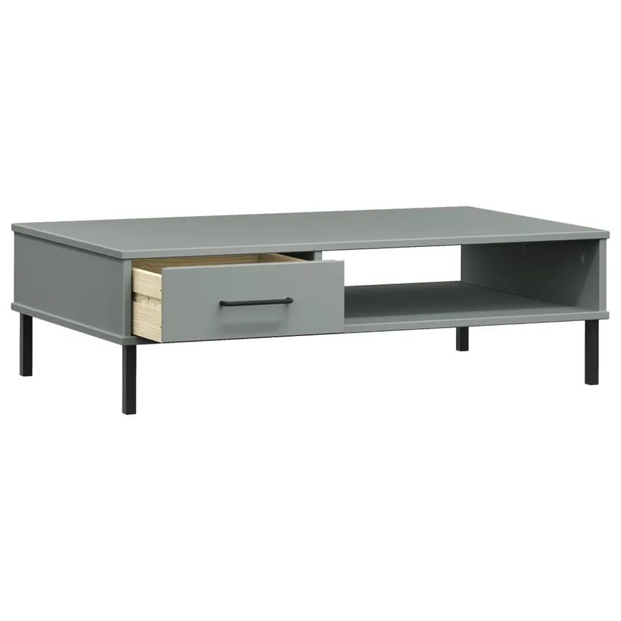 Table basse avec pieds en métal Gris Bois pin massif OSLO - 5