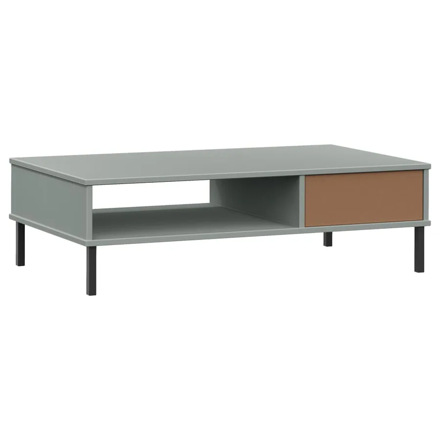 Table basse avec pieds en métal Gris Bois pin massif OSLO - 7