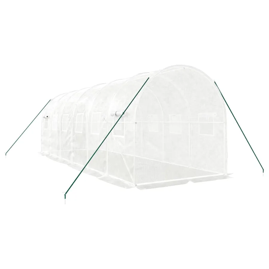 Serre avec cadre en acier blanc 12 m² 6x2x2 m - 6