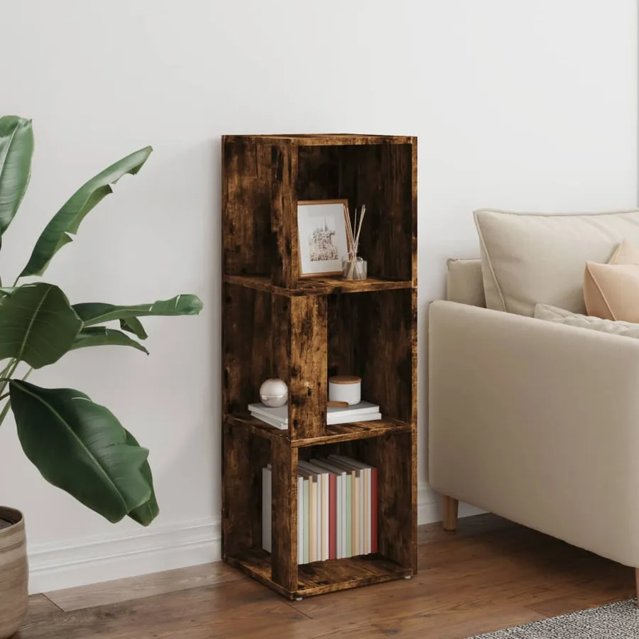 Armoire d'angle Chêne fumé 33x33x100 cm Bois d'ingénierie - 3
