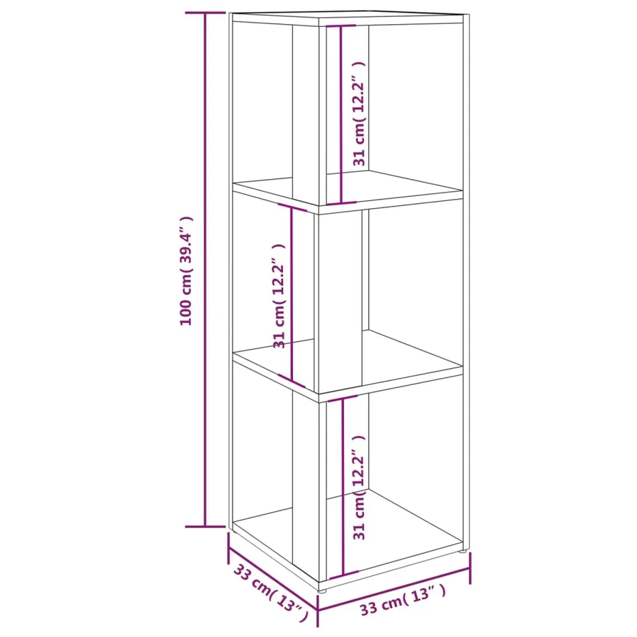 Armoire d'angle Chêne fumé 33x33x100 cm Bois d'ingénierie - 9