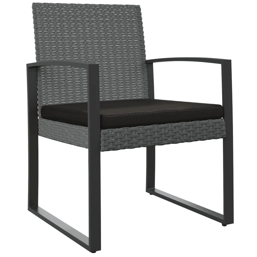 Chaises à manger de jardin lot de 2 gris foncé rotin PP - 2