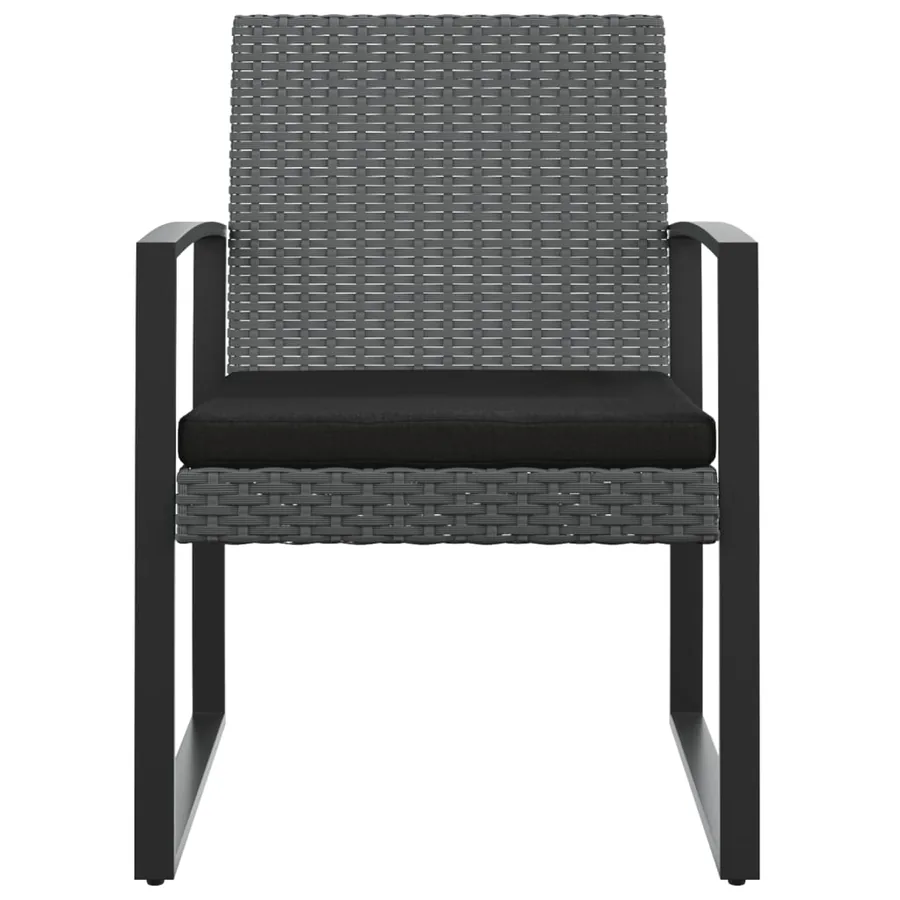 Chaises à manger de jardin lot de 2 gris foncé rotin PP - 3
