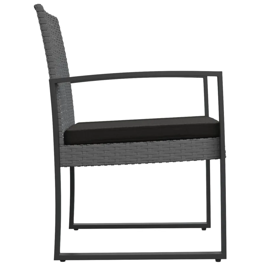 Chaises à manger de jardin lot de 2 gris foncé rotin PP - 4