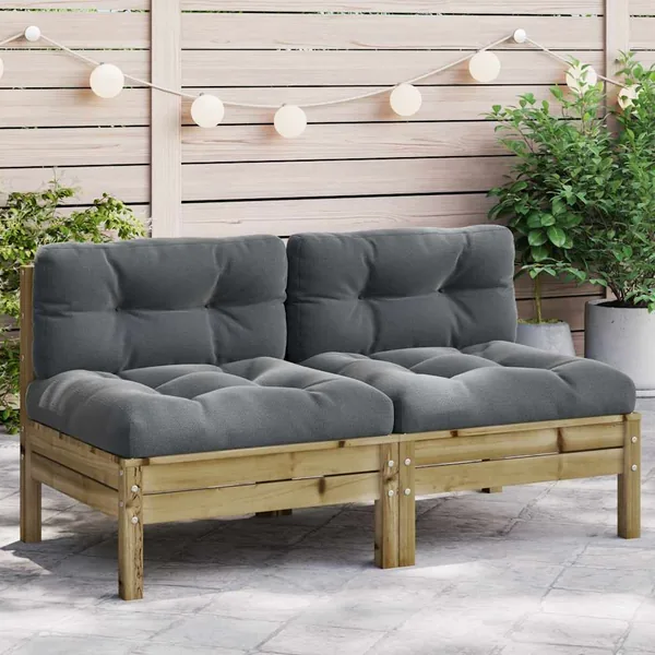Canapé de jardin sans accoudoirs et coussins 2 pcs pin imprégné