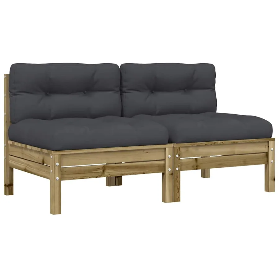Canapé de jardin sans accoudoirs et coussins 2 pcs pin imprégné - 2