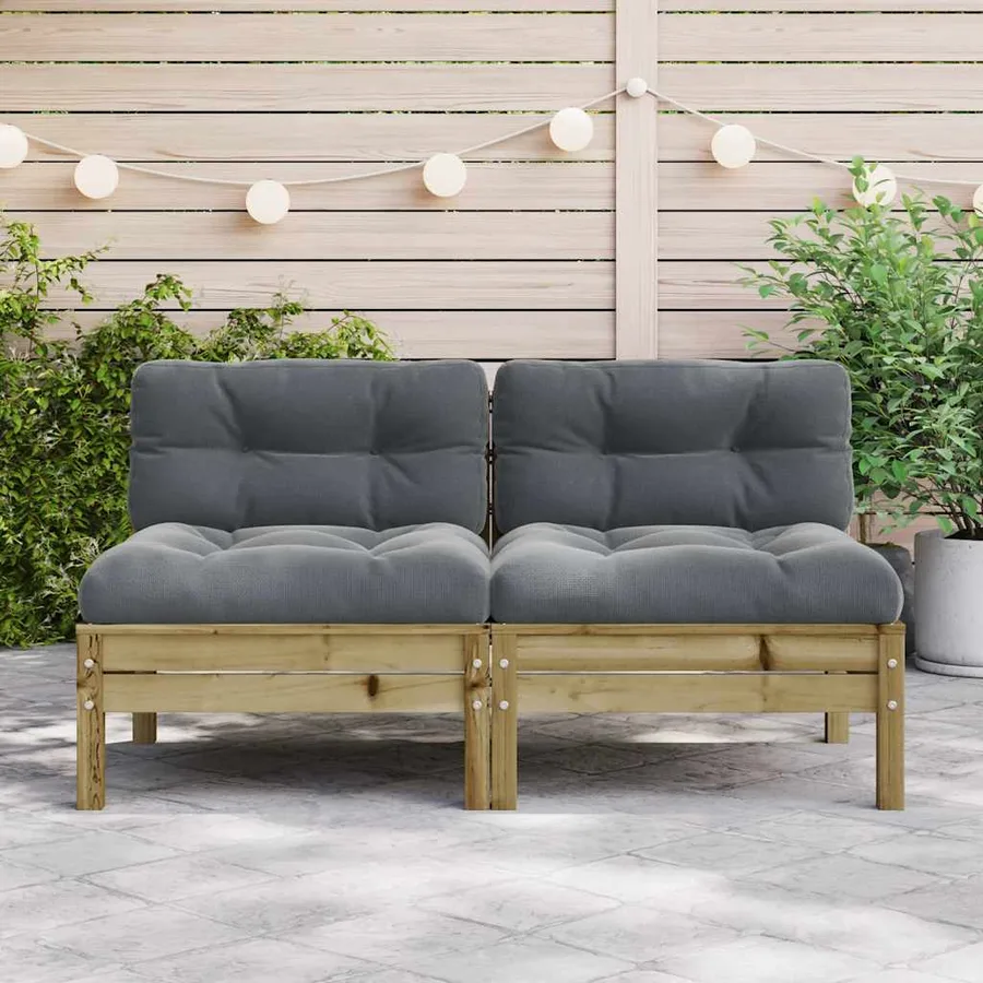Canapé de jardin sans accoudoirs et coussins 2 pcs pin imprégné - 3