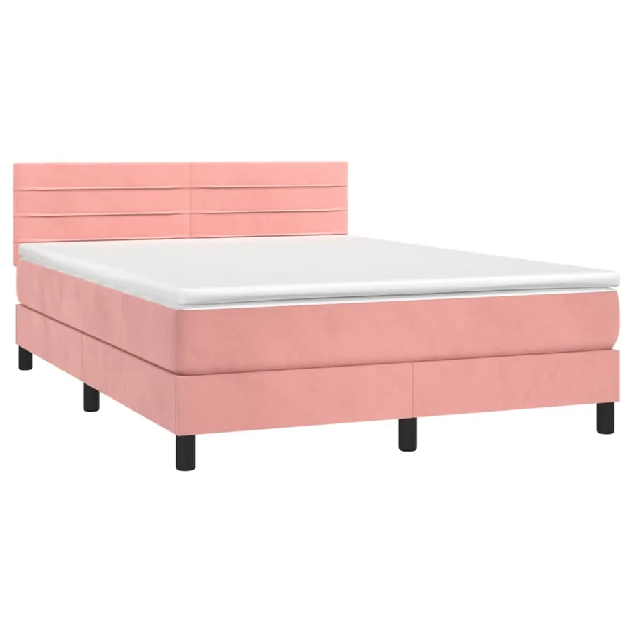 Sommier à lattes de lit avec matelas et LED Rose 140x200 cm - 3