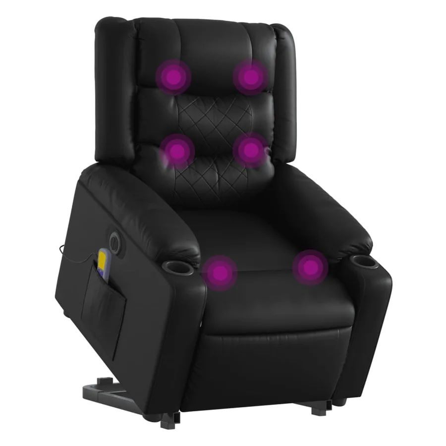 Fauteuil inclinable de massage électrique noir similicuir - 3
