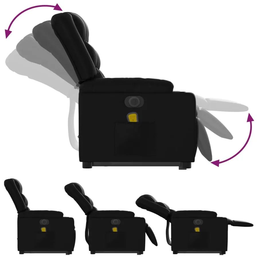 Fauteuil inclinable de massage électrique noir similicuir - 8