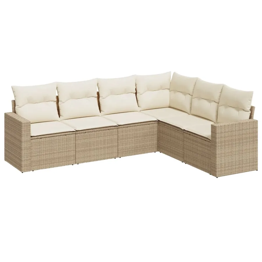 Salon de jardin avec coussins 6 pcs beige résine tressée - 2