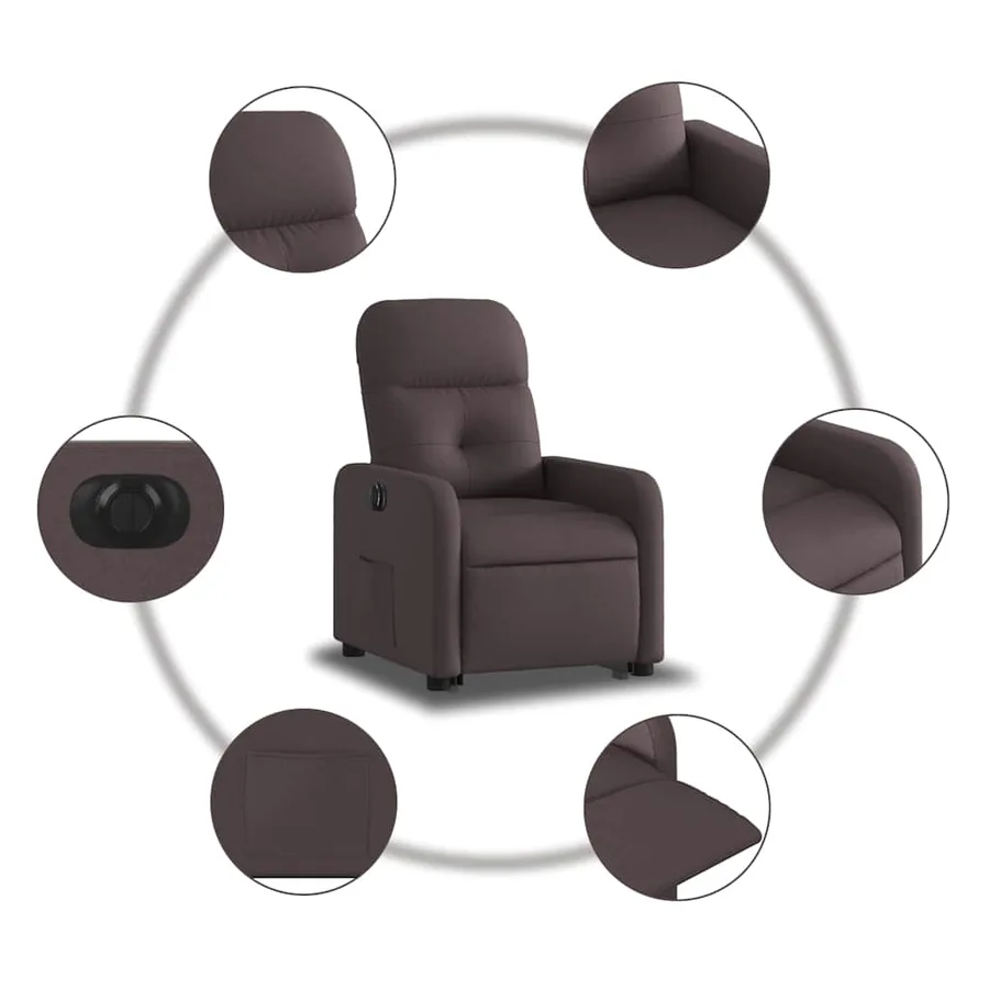Fauteuil inclinable électrique marron foncé tissu - 8