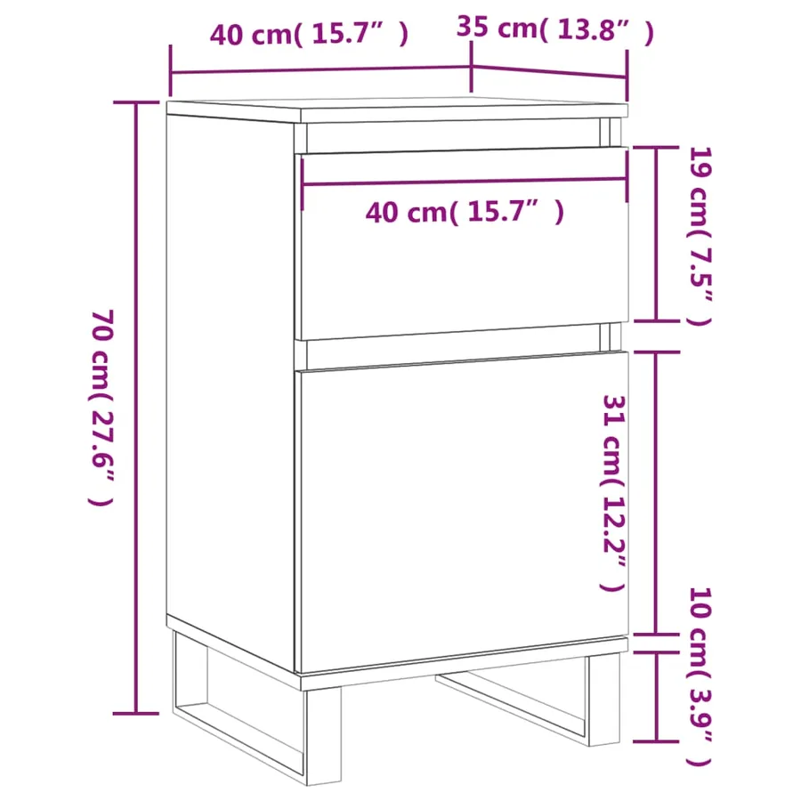 Buffets 2 pcs chêne fumé 40x35x70 cm bois d'ingénierie - 13