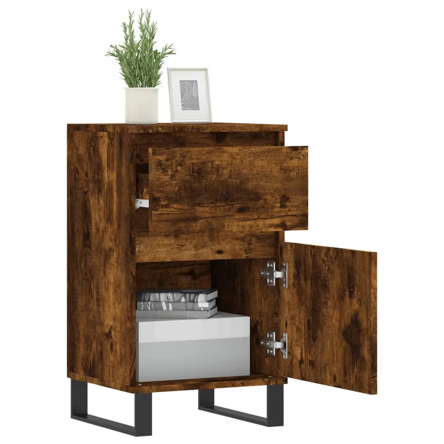 Buffets 2 pcs chêne fumé 40x35x70 cm bois d'ingénierie - 4