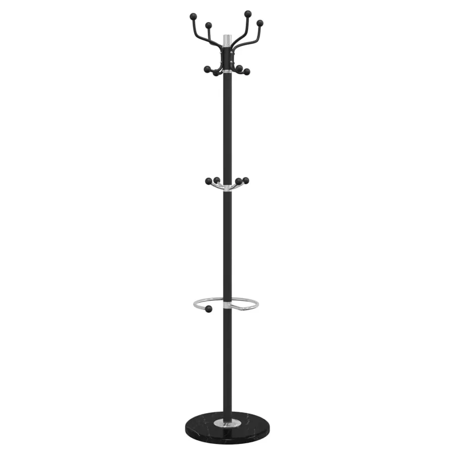 Porte-manteau avec porte-parapluie noir fer enduit de poudre - 2