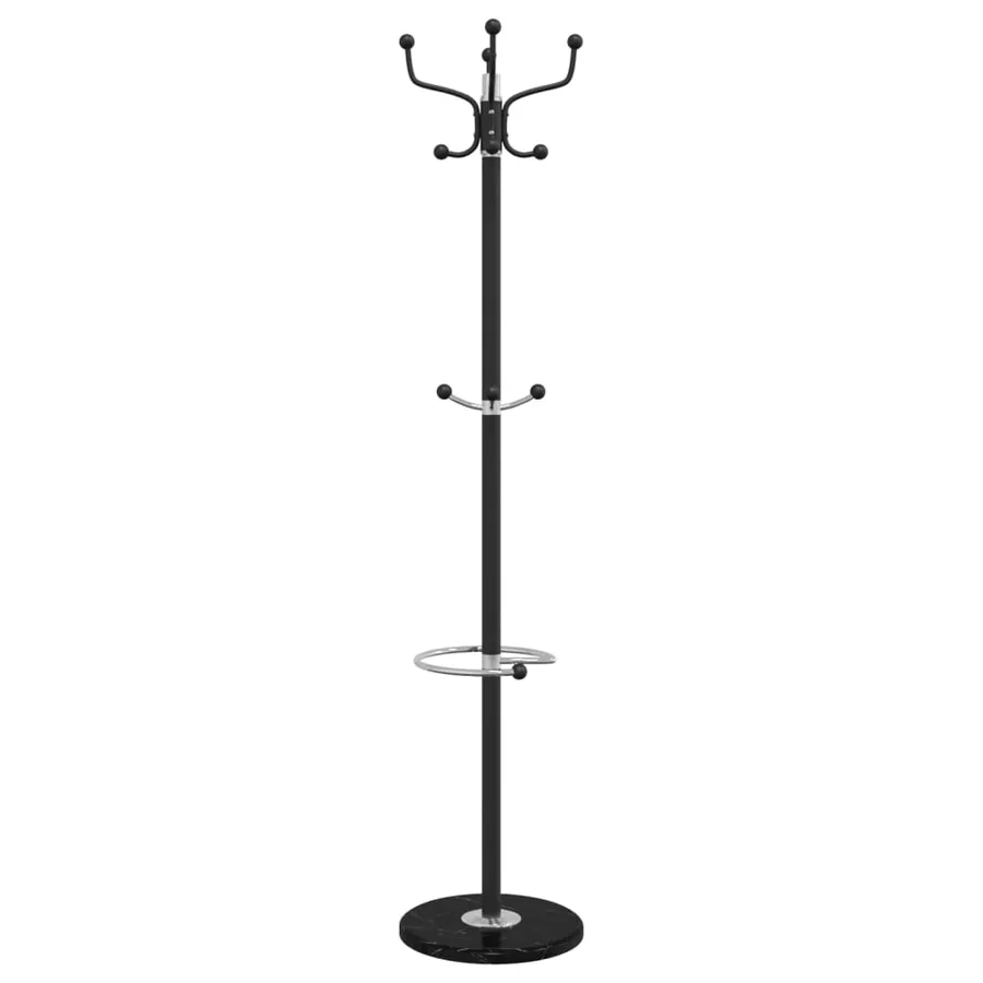 Porte-manteau avec porte-parapluie noir fer enduit de poudre - 5