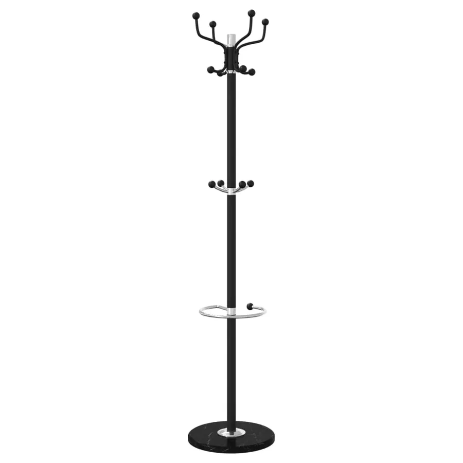 Porte-manteau avec porte-parapluie noir fer enduit de poudre - 6