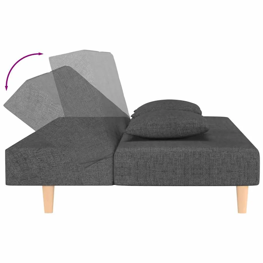 Canapé-lit à 2 places avec deux oreillers Gris foncé Tissu - 8