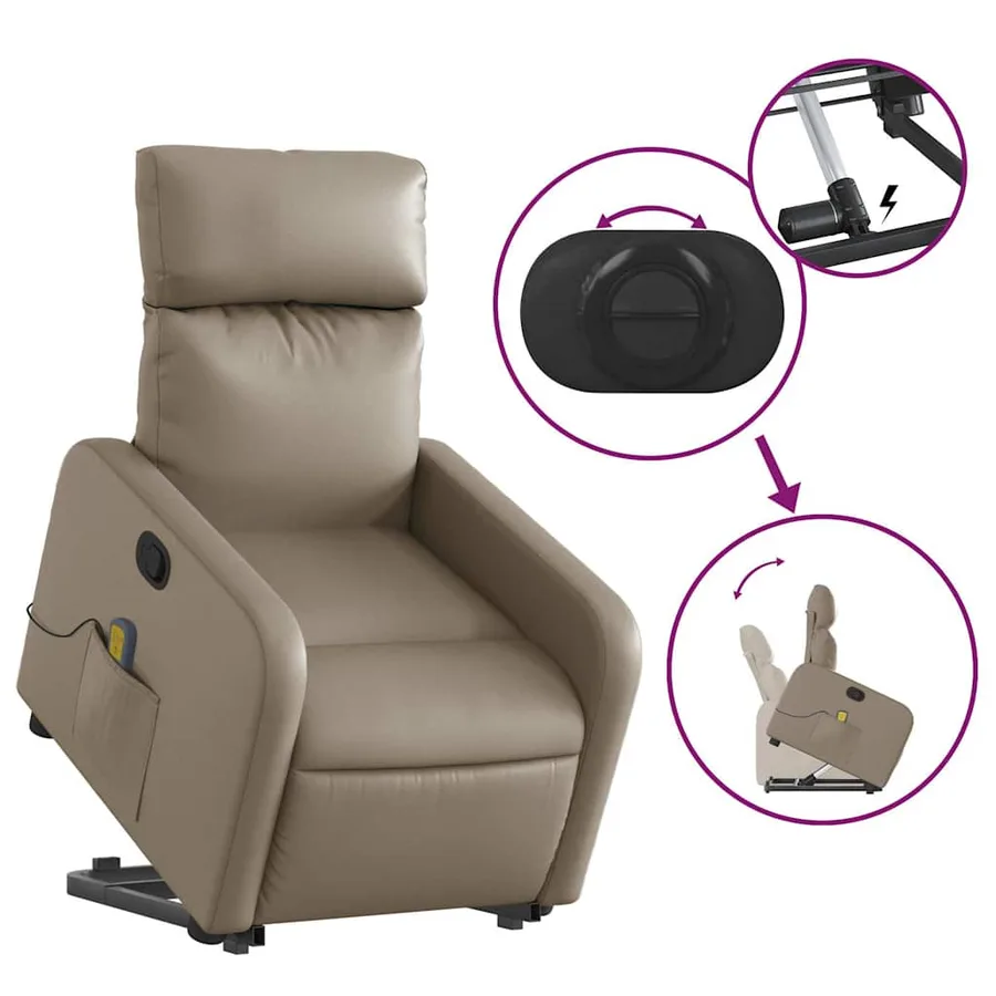 Fauteuil inclinable de massage Cappuccino Similicuir - 6