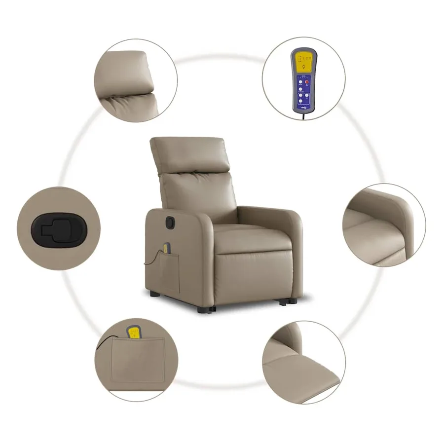 Fauteuil inclinable de massage Cappuccino Similicuir - 8