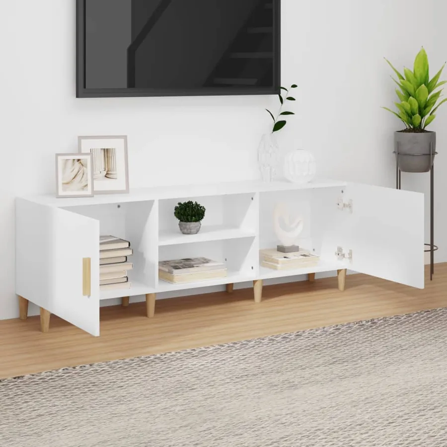 Meuble TV Blanc 150x30x50 cm Bois d'ingénierie - 3