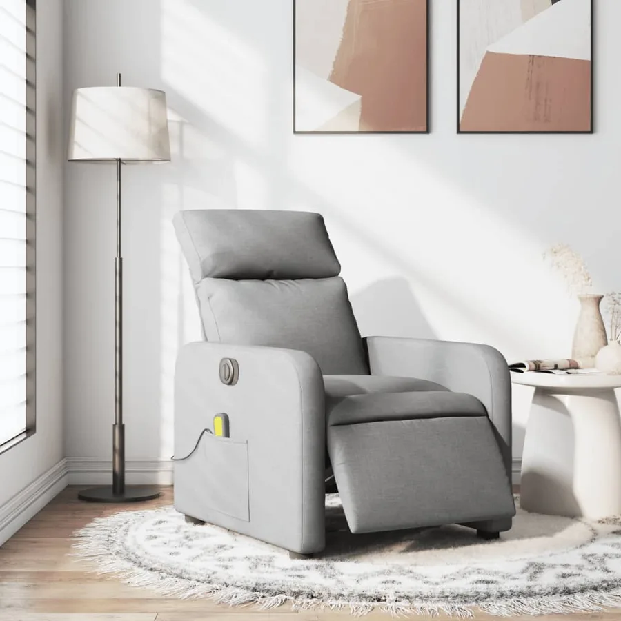 Fauteuil de massage inclinable électrique gris clair tissu - 16