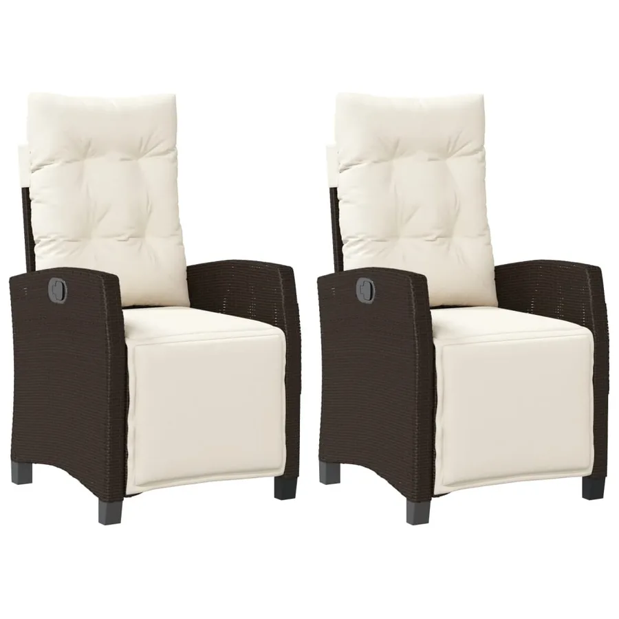Chaises inclinables de jardin lot de 2 avec repose-pied rotin - 2