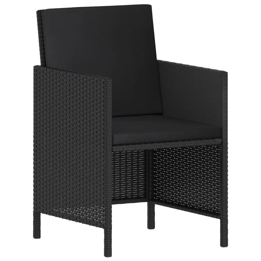Ensemble à manger de jardin coussins 6pcs noir résine tressée - 10