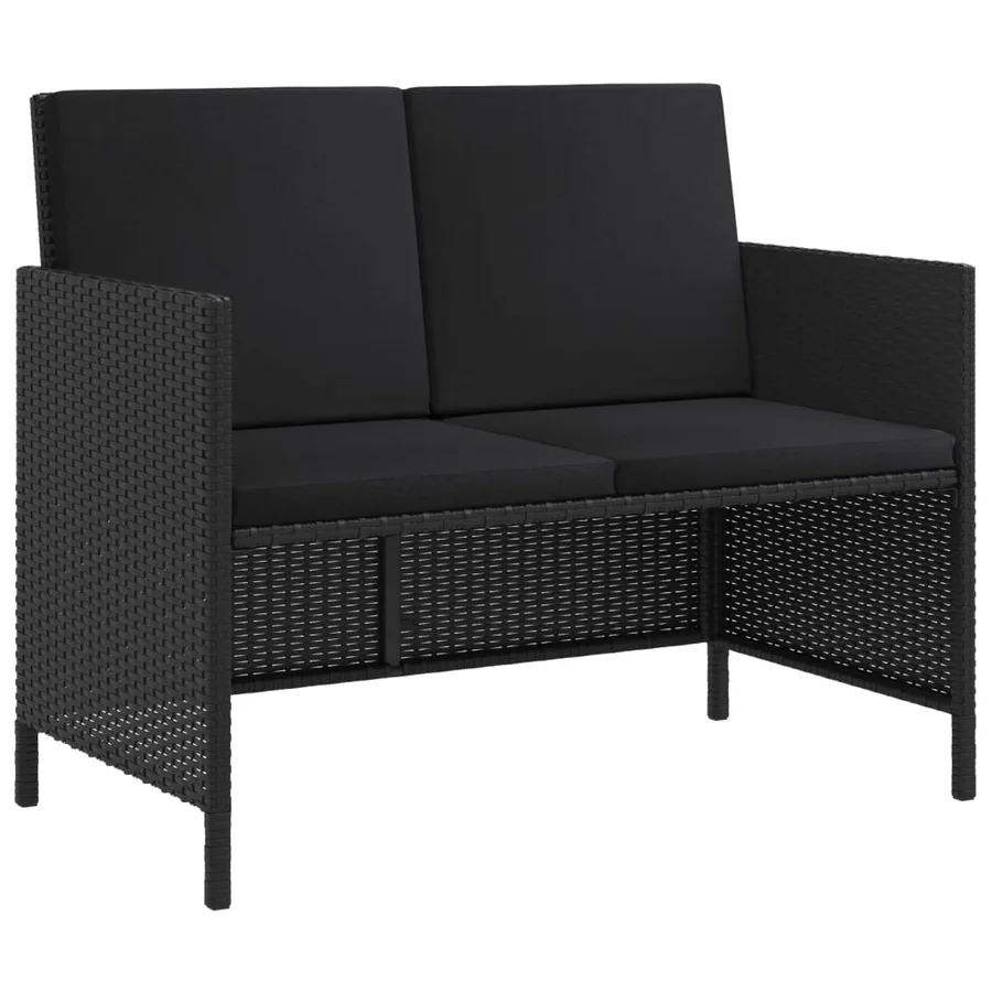 Ensemble à manger de jardin coussins 6pcs noir résine tressée - 3