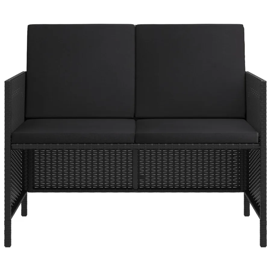 Ensemble à manger de jardin coussins 6pcs noir résine tressée - 4