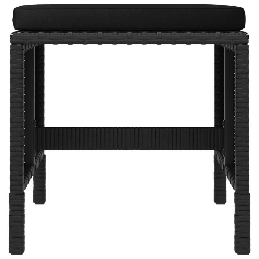 Ensemble à manger de jardin coussins 6pcs noir résine tressée - 7
