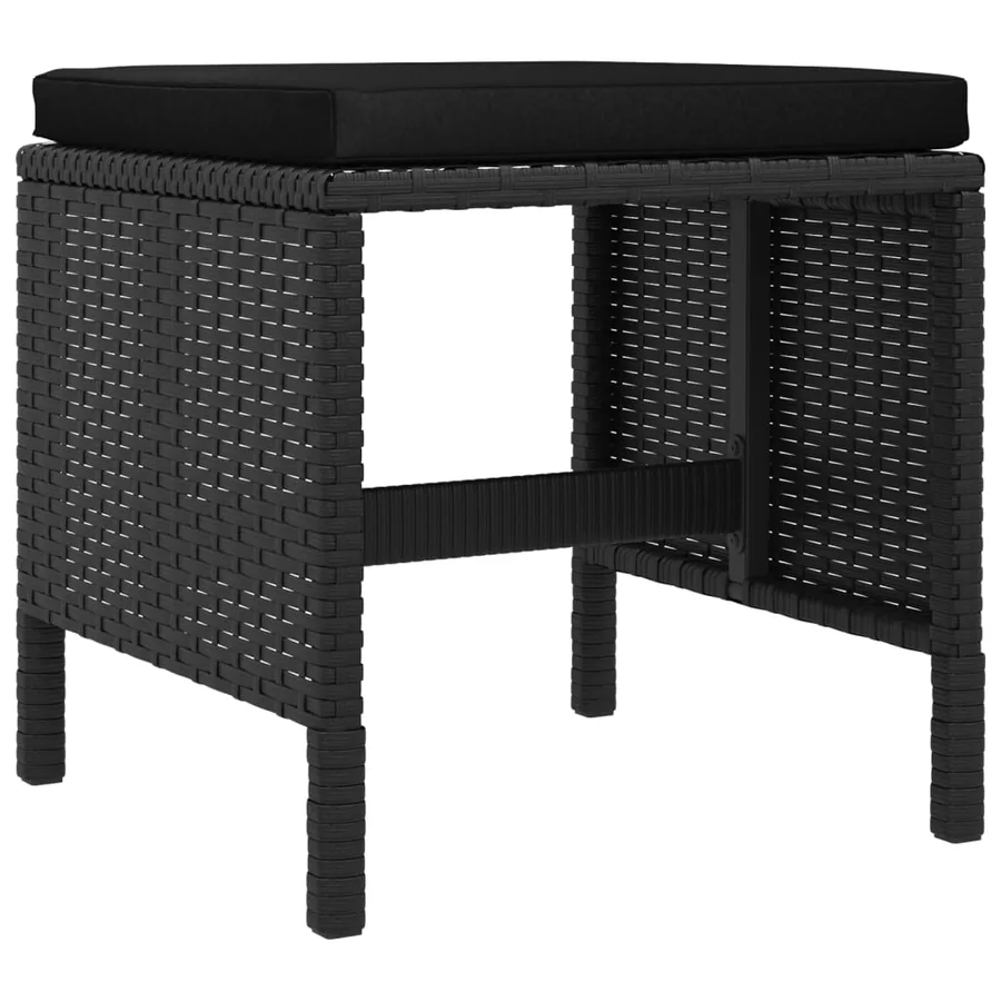 Ensemble à manger de jardin coussins 6pcs noir résine tressée - 8