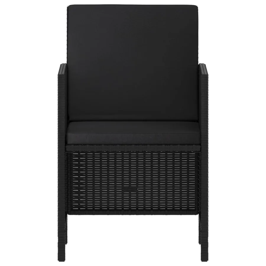 Ensemble à manger de jardin coussins 6pcs noir résine tressée - 9
