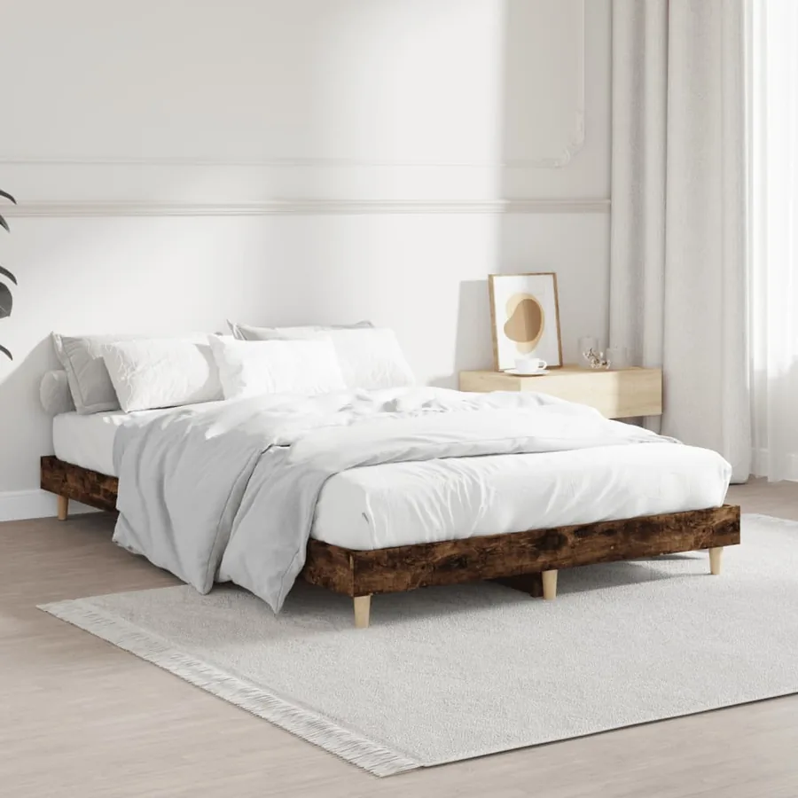 Cadre de lit sans matelas chêne fumé 120x190 cm bois ingénierie - 4