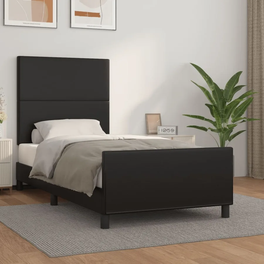 Cadre de lit sans matelas noir 80x200 cm similicuir