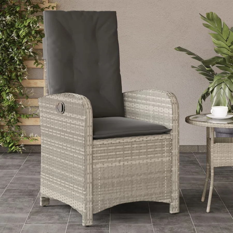 Chaise inclinable de jardin coussins mélange beige poly rotin - 13