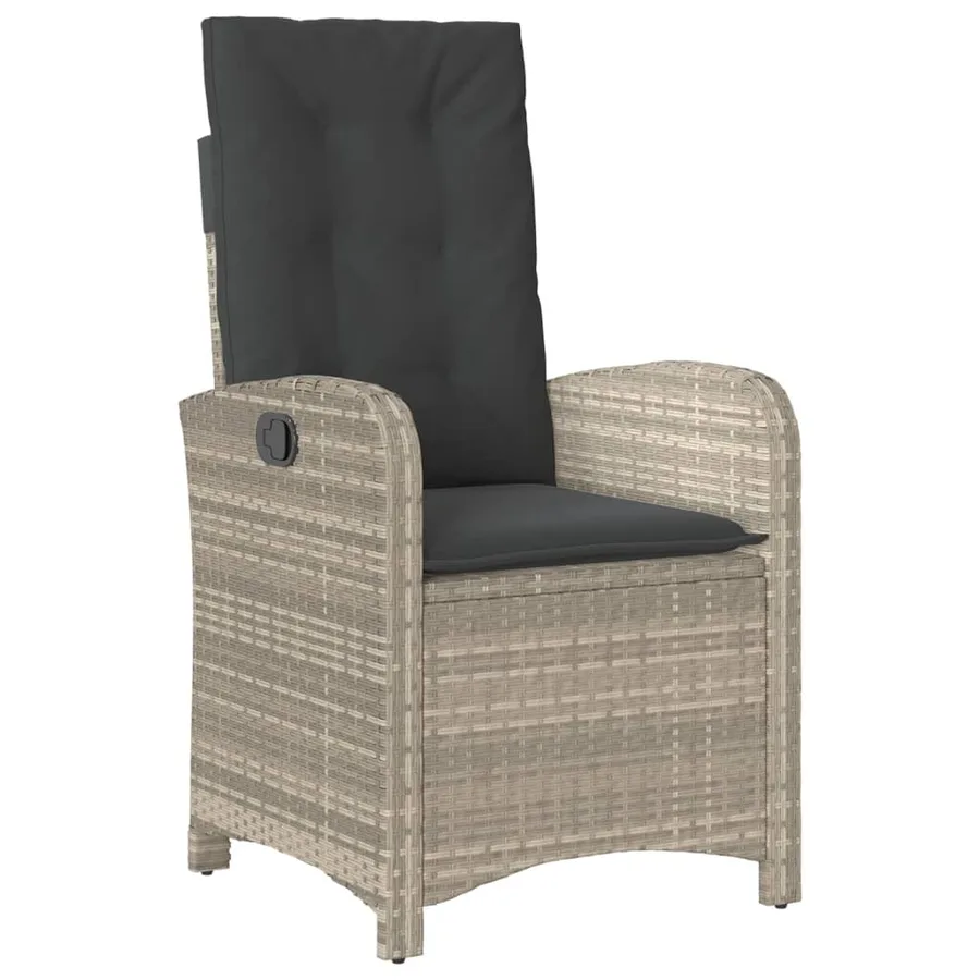 Chaise inclinable de jardin coussins mélange beige poly rotin - 14