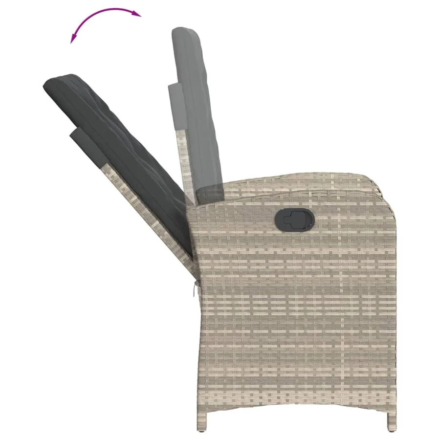 Chaise inclinable de jardin coussins mélange beige poly rotin - 19