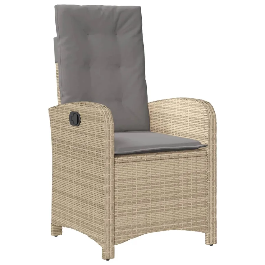 Chaise inclinable de jardin coussins mélange beige poly rotin - 2