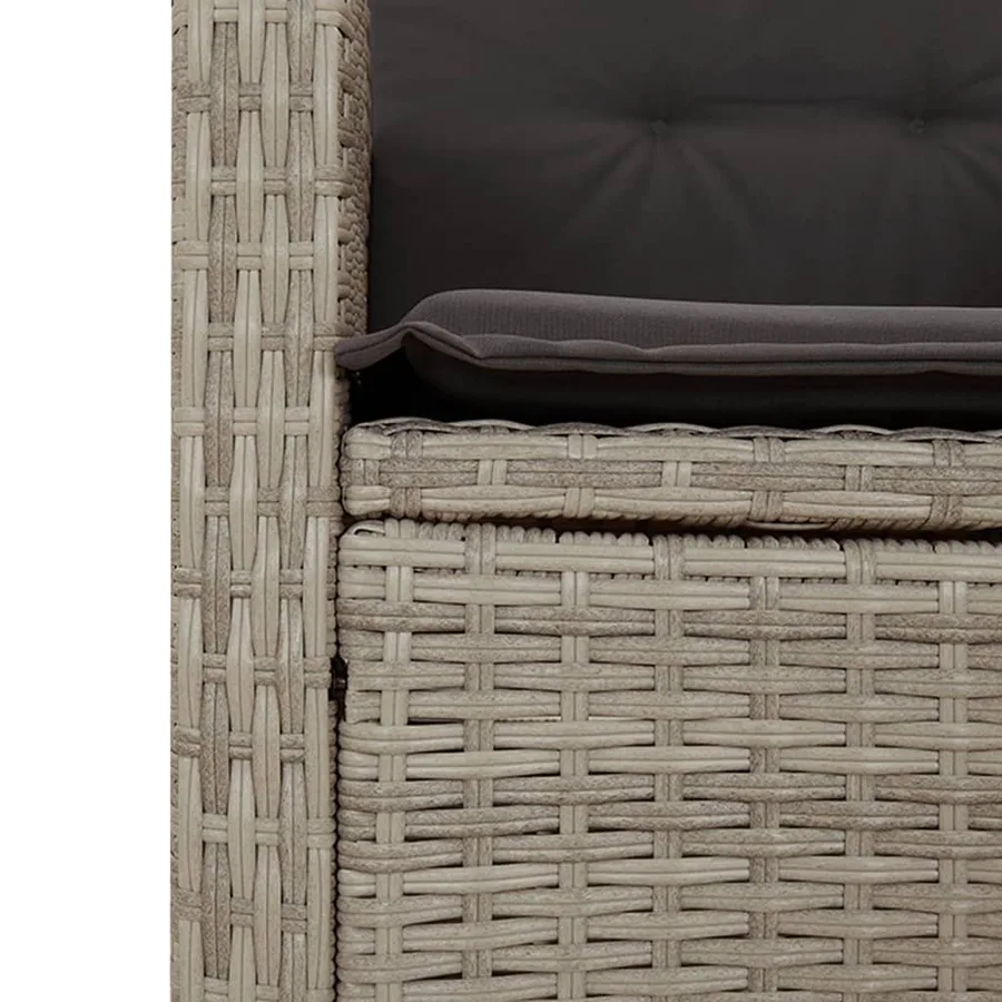 Chaise inclinable de jardin coussins mélange beige poly rotin - 21