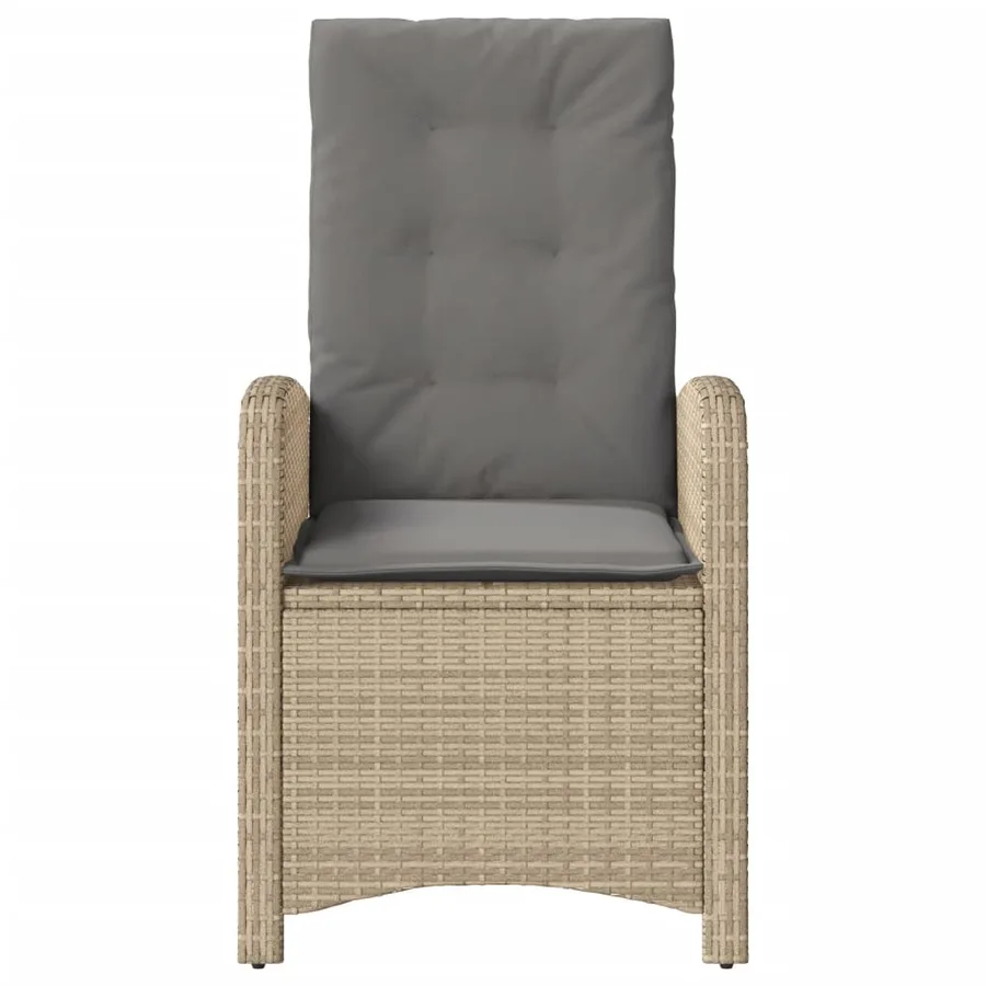 Chaise inclinable de jardin coussins mélange beige poly rotin - 4