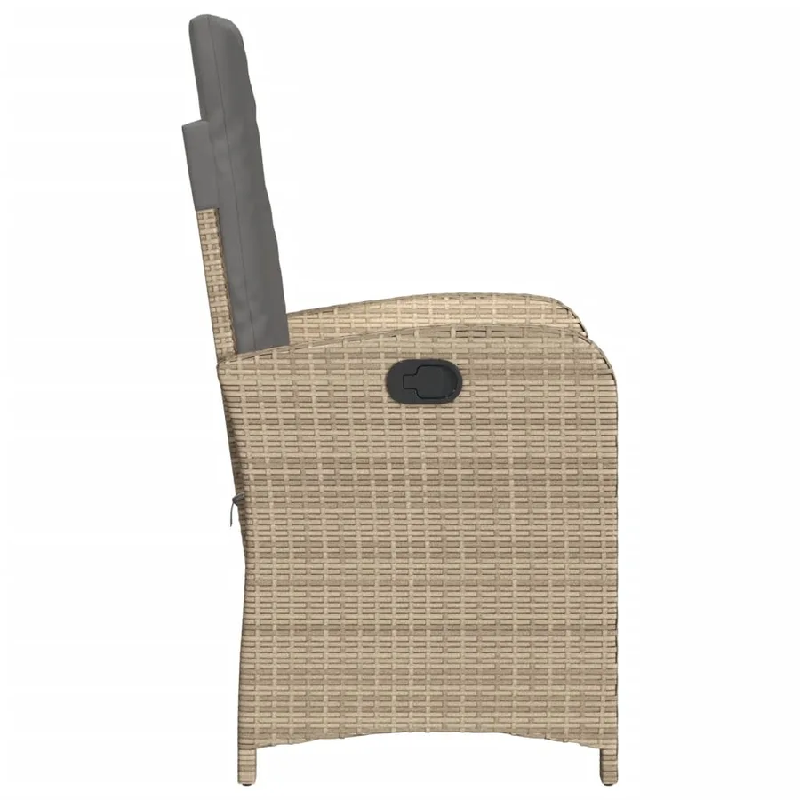 Chaise inclinable de jardin coussins mélange beige poly rotin - 5
