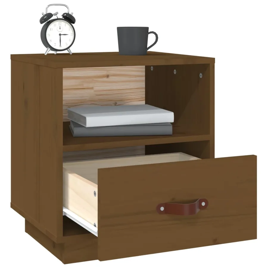 Tables de chevet 2pcs Marron miel 40x34x45cm Bois de pin massif - 5