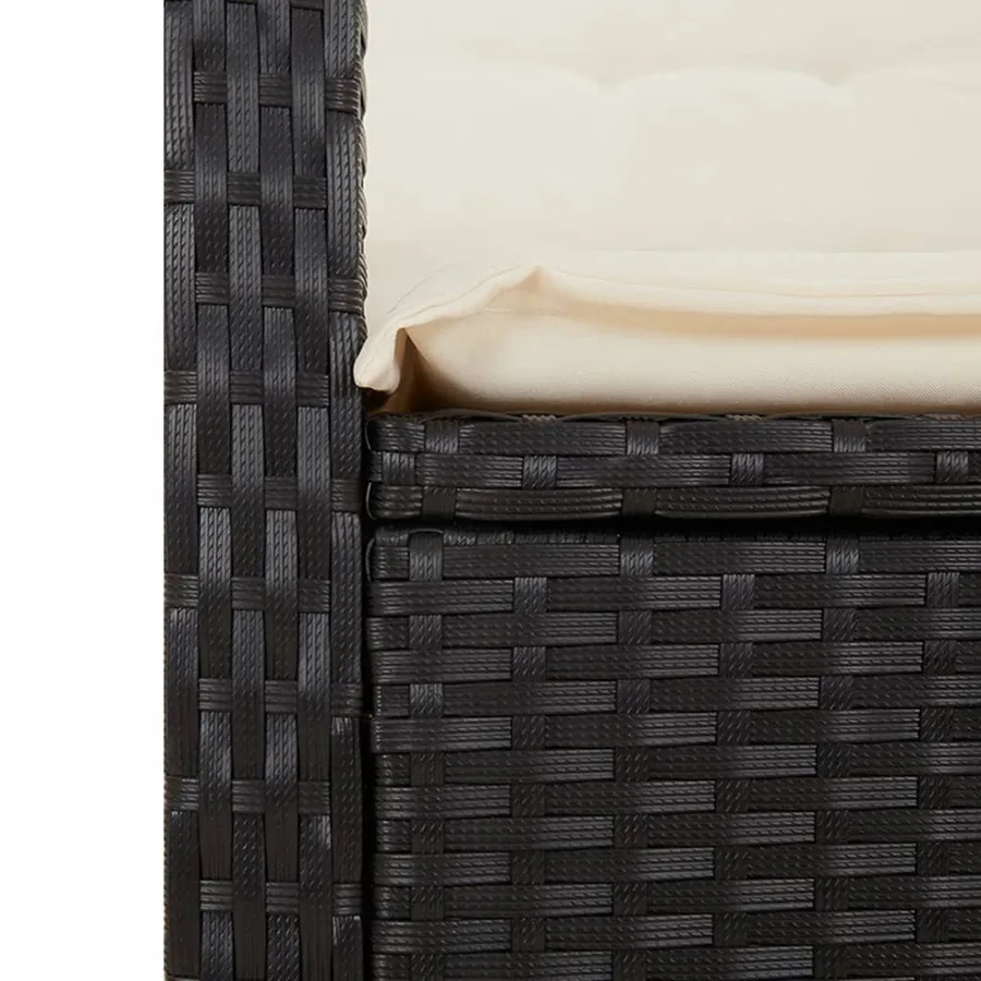 Chaises inclinables de jardin lot de 2 et coussins noir rotin - 10