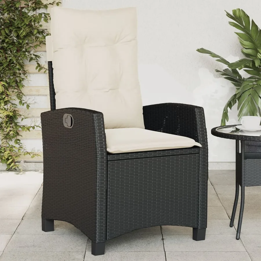 Chaises inclinables de jardin lot de 2 et coussins noir rotin - 3