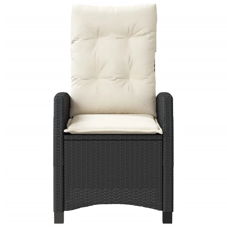 Chaises inclinables de jardin lot de 2 et coussins noir rotin - 5