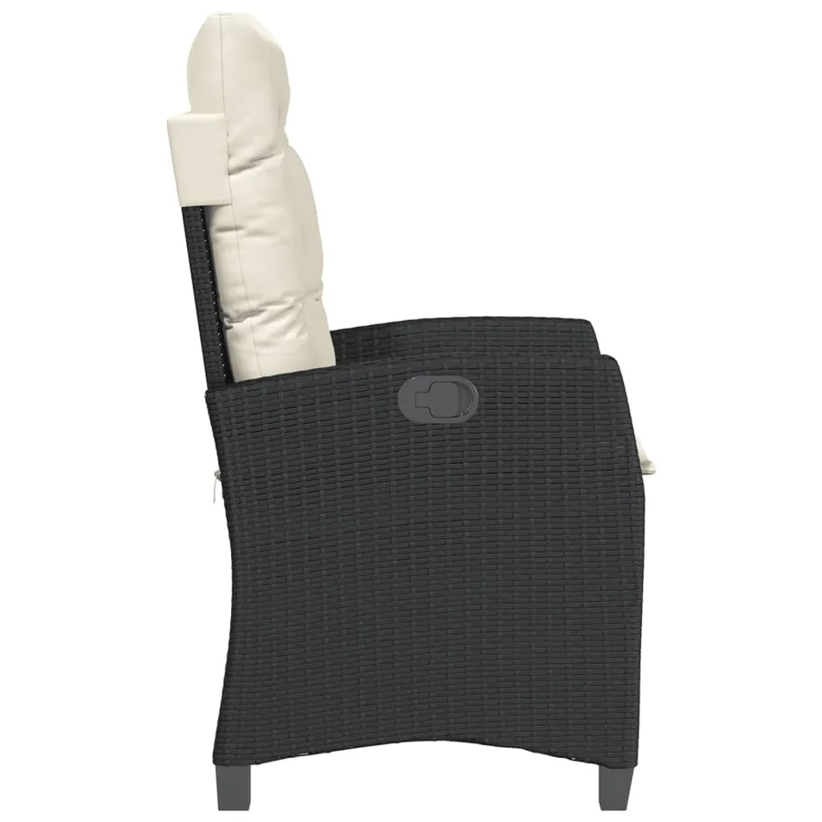 Chaises inclinables de jardin lot de 2 et coussins noir rotin - 6