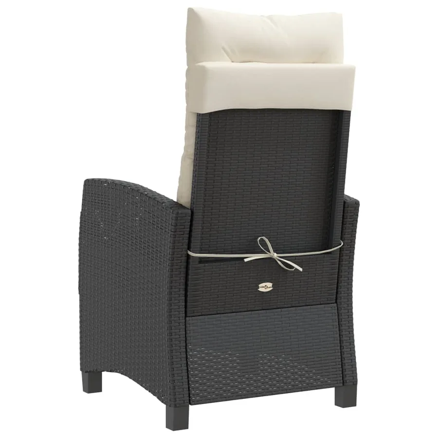 Chaises inclinables de jardin lot de 2 et coussins noir rotin - 7