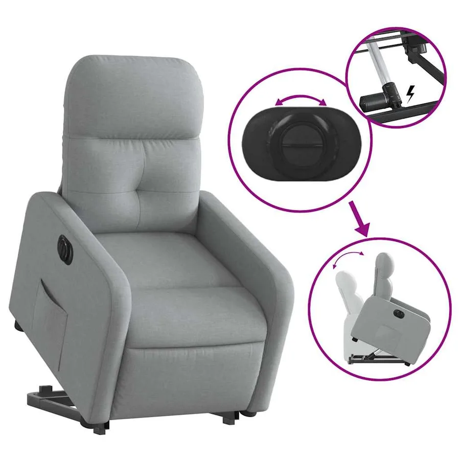 Fauteuil inclinable électrique gris clair tissu - 11